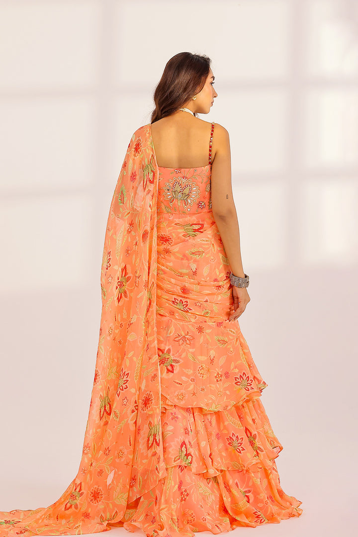 Maya Ruffle Dress Saree Set