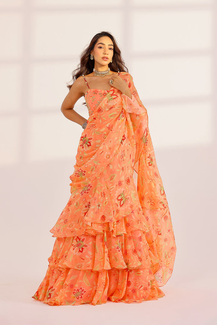 Maya Ruffle Dress Saree Set