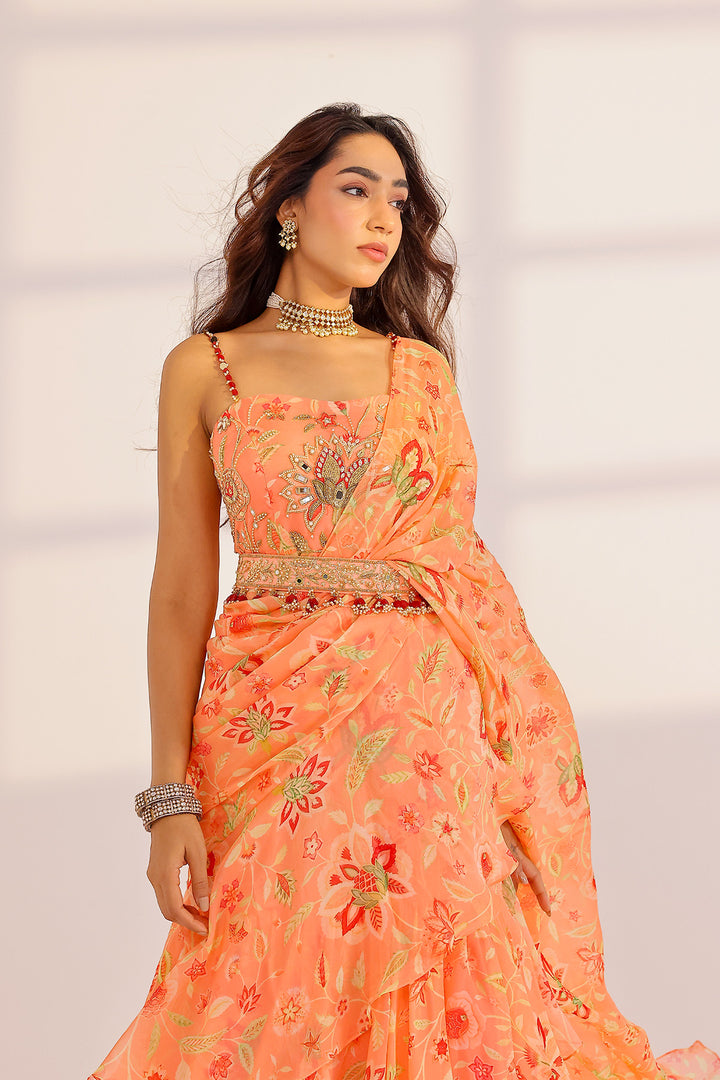 Maya Ruffle Dress Saree Set