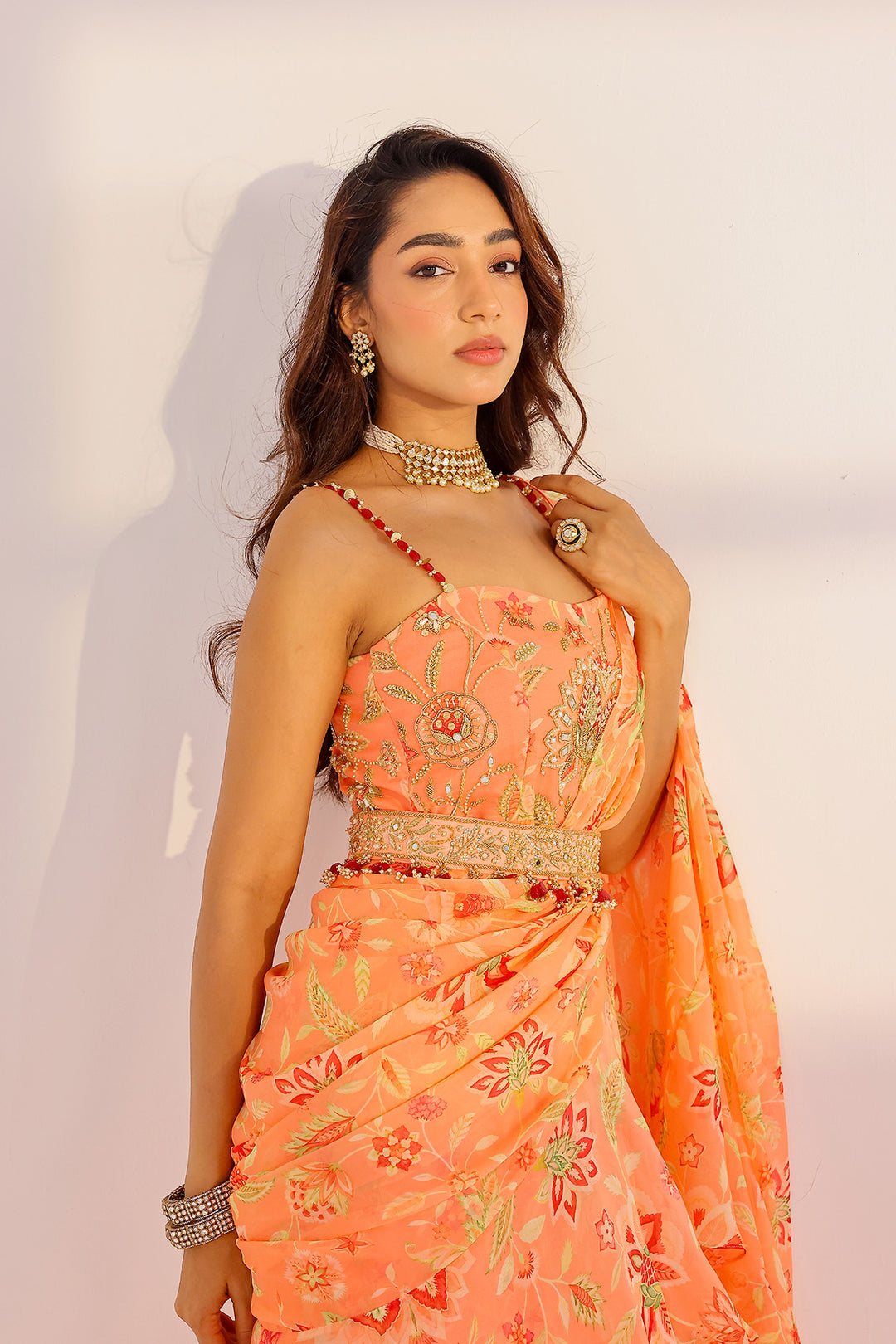 Maya Ruffle Dress Saree Set