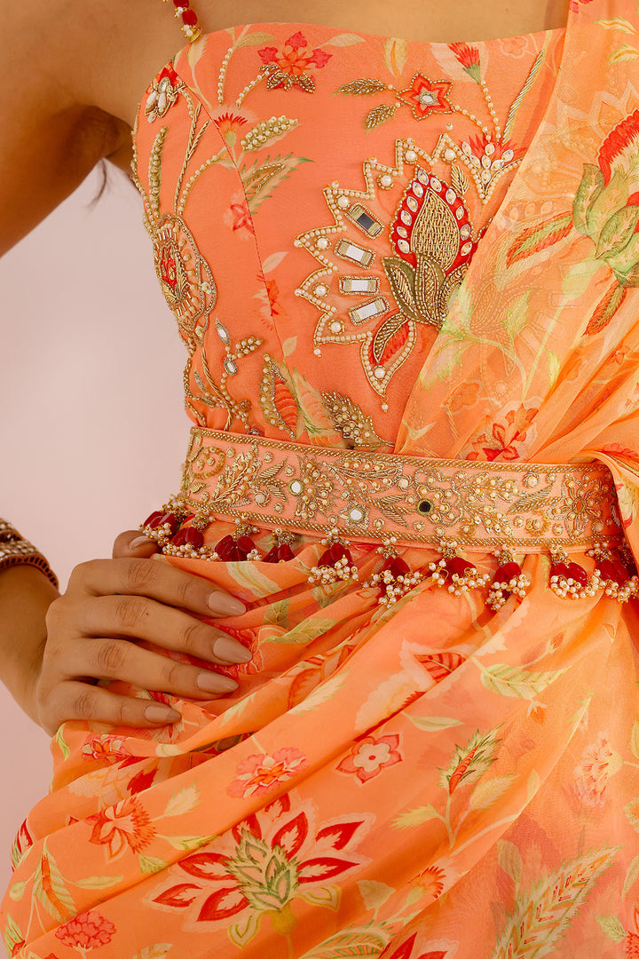 Maya Ruffle Dress Saree Set