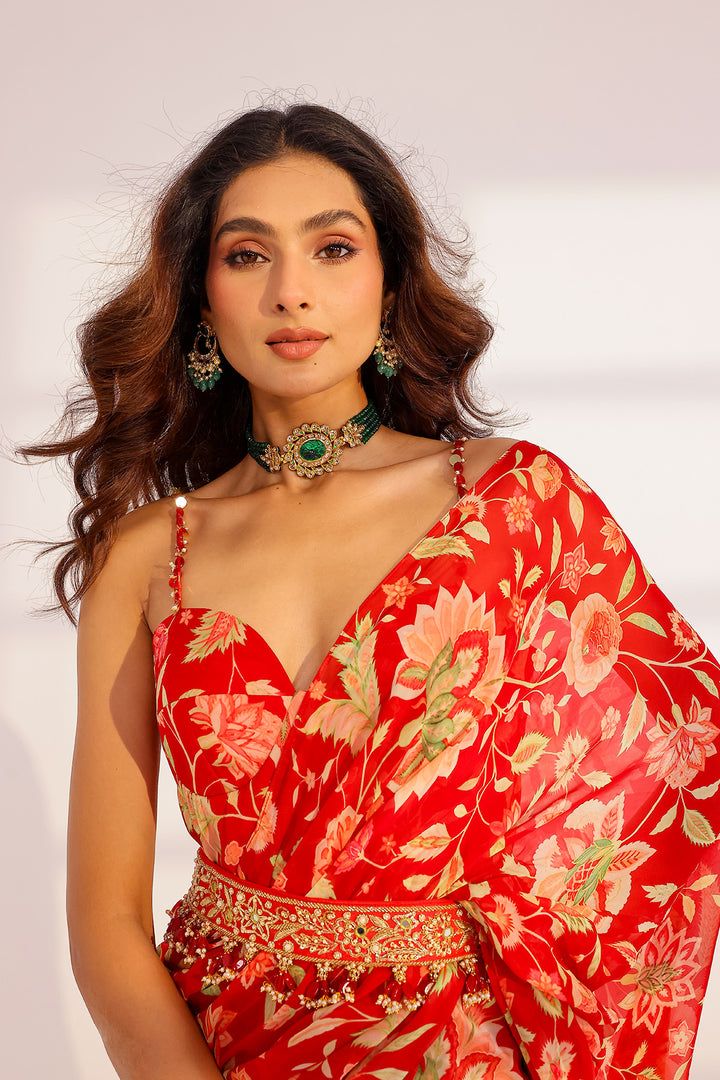 Leela Ruffle Dress Saree Set