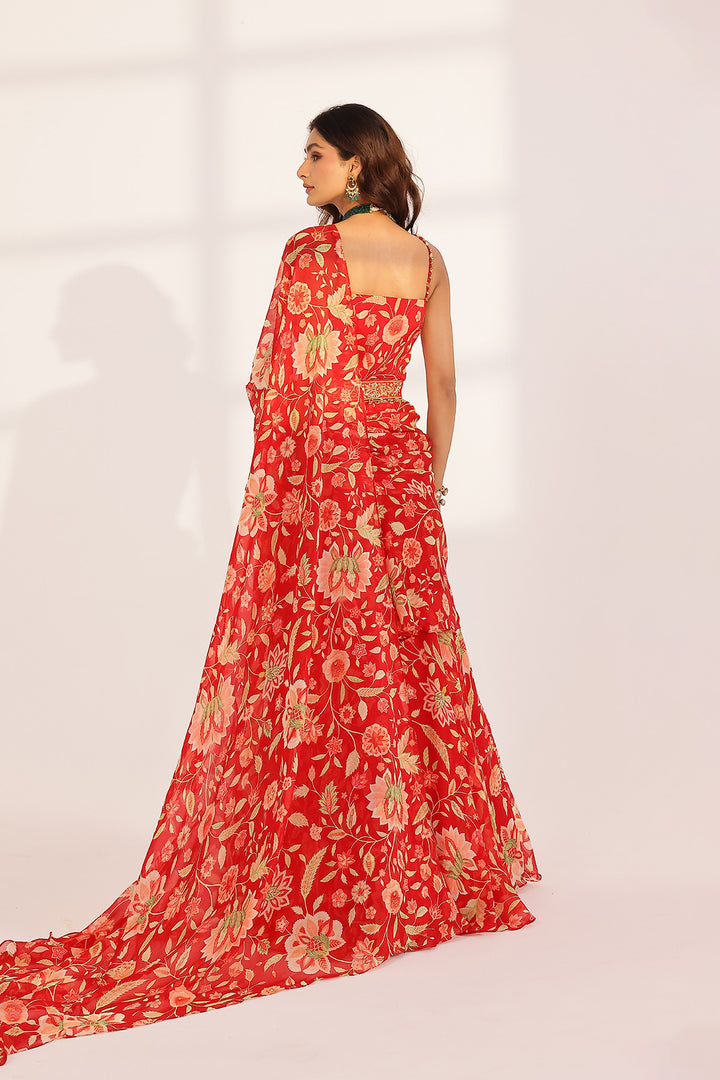 Leela Ruffle Dress Saree Set