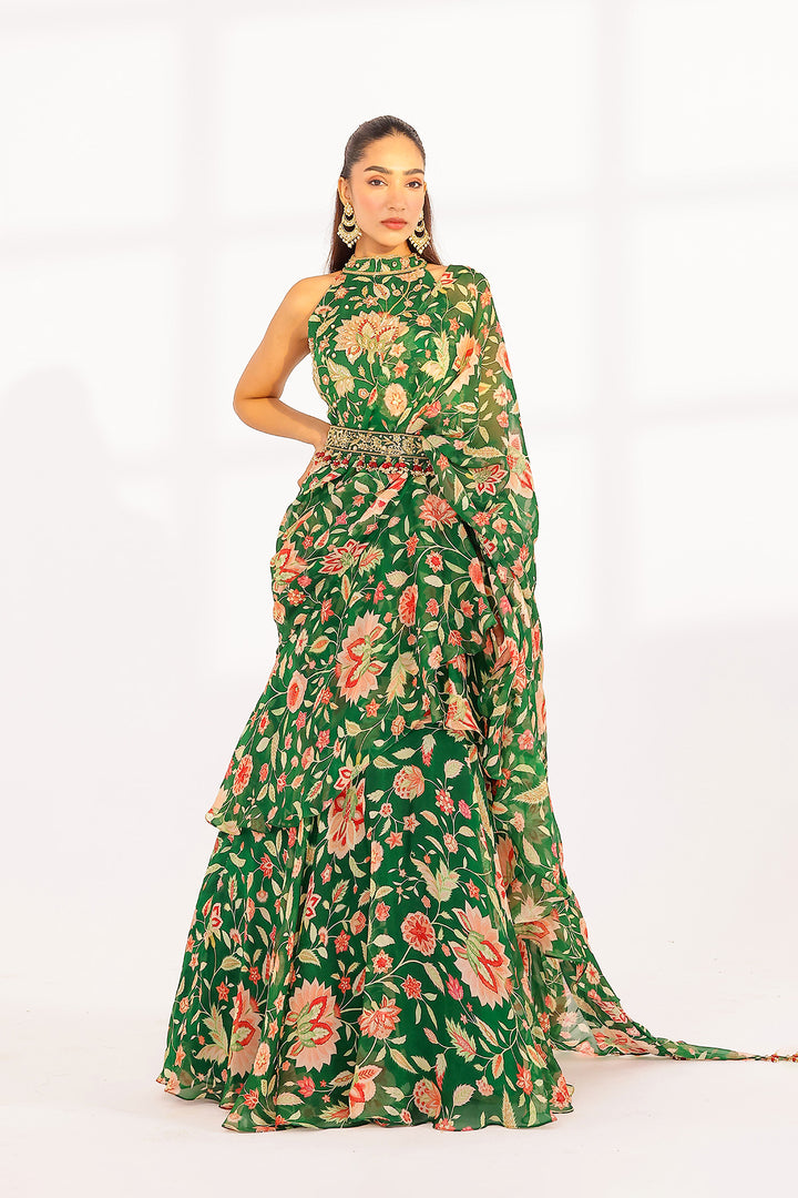 Aurelie Ruffle Dress Saree Set