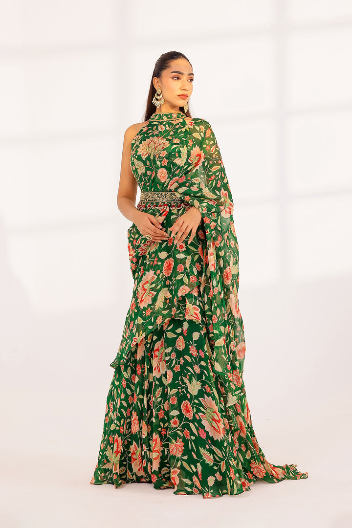 Aurelie Ruffle Dress Saree Set
