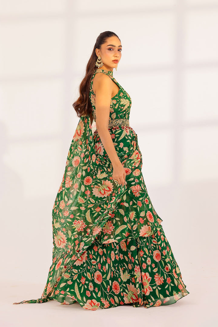 Aurelie Ruffle Dress Saree Set