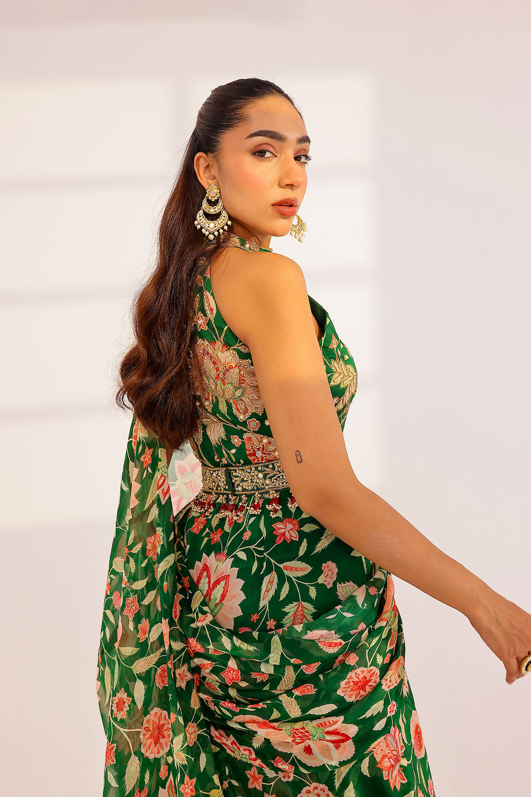 Aurelie Ruffle Dress Saree Set