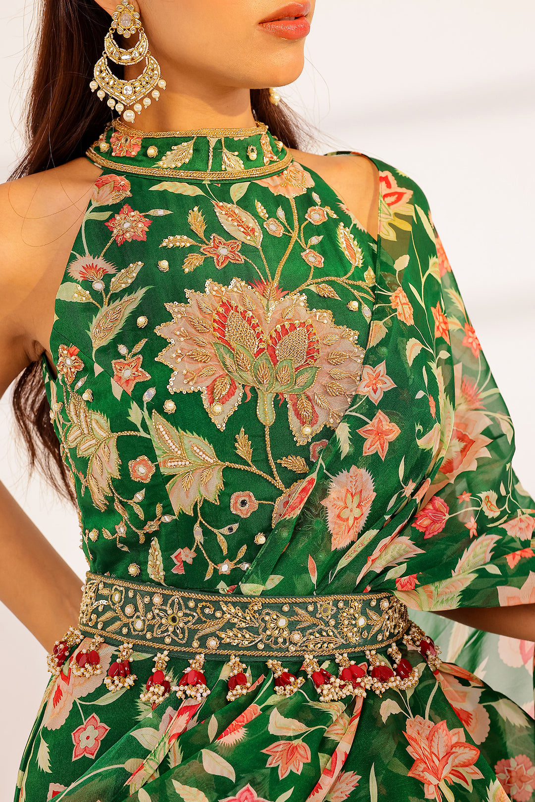 Aurelie Ruffle Dress Saree Set
