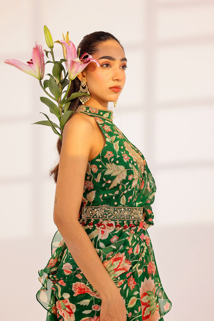 Aurelie Ruffle Dress Saree Set
