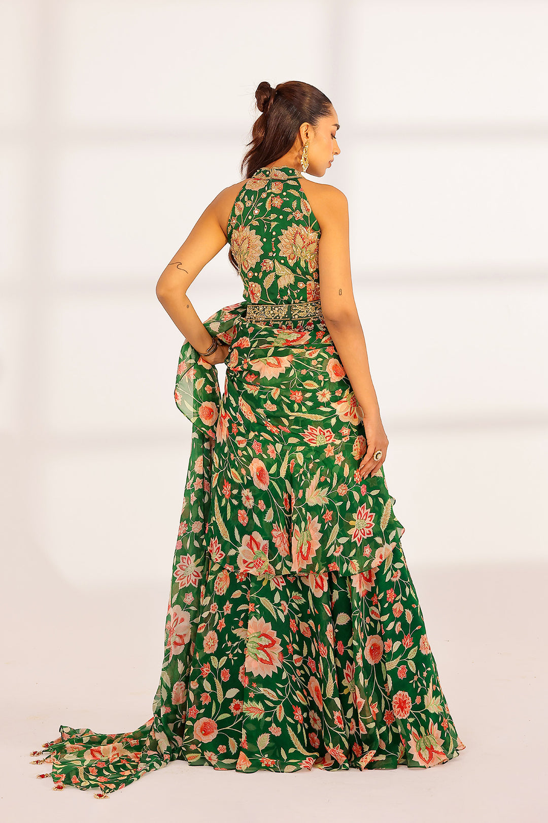 Aurelie Ruffle Dress Saree Set