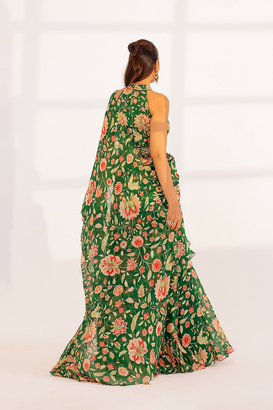 Aurelie Ruffle Dress Saree Set