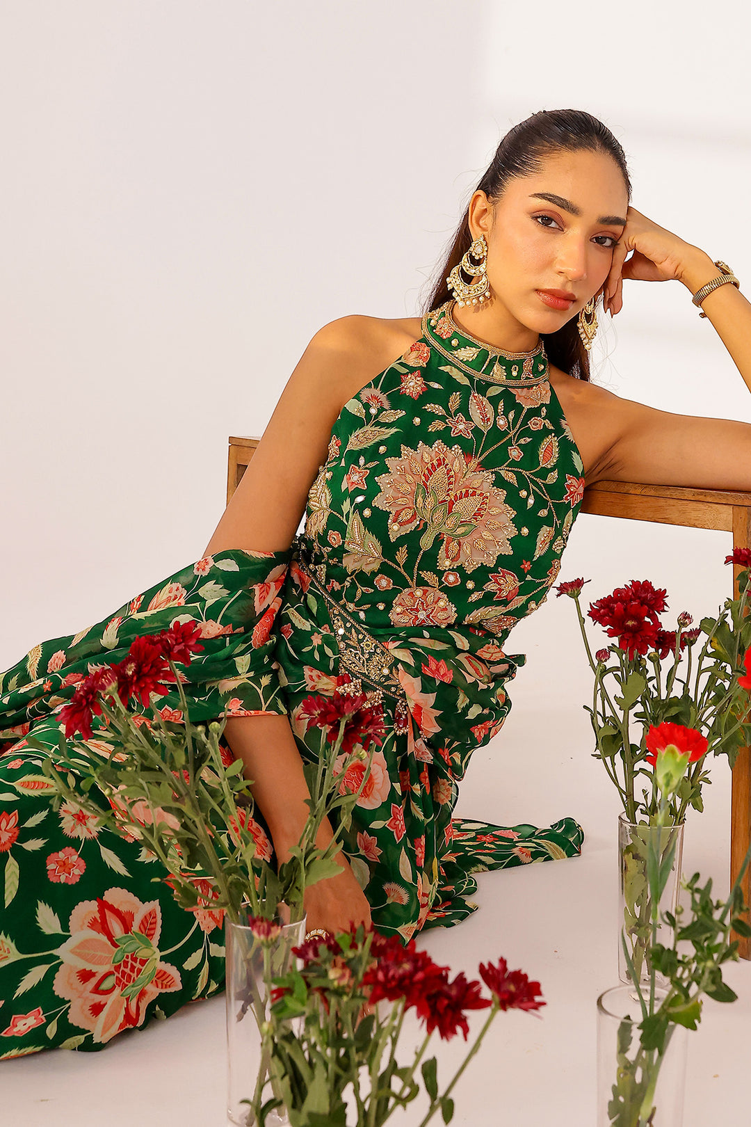 Aurelie Ruffle Dress Saree Set