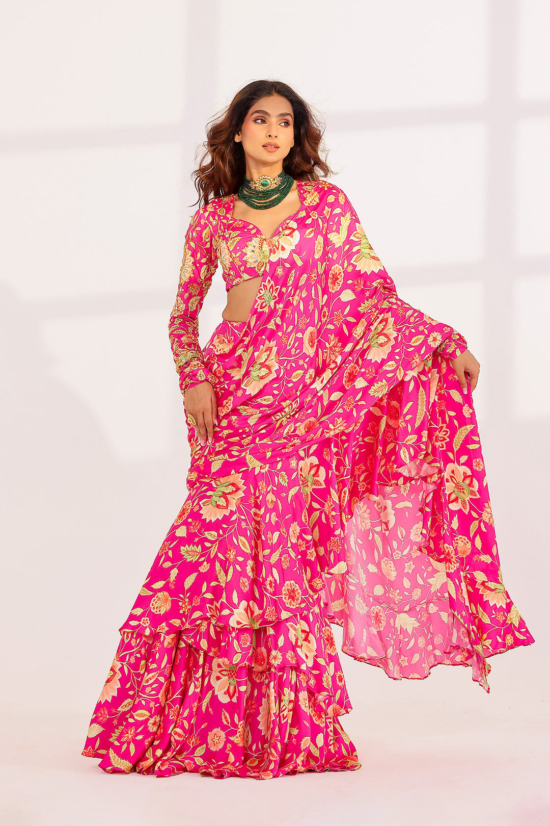 Clara Ruffle Saree Set