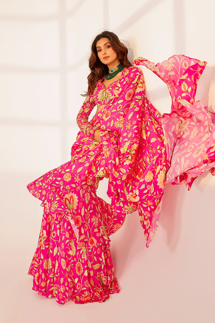 Clara Ruffle Saree Set