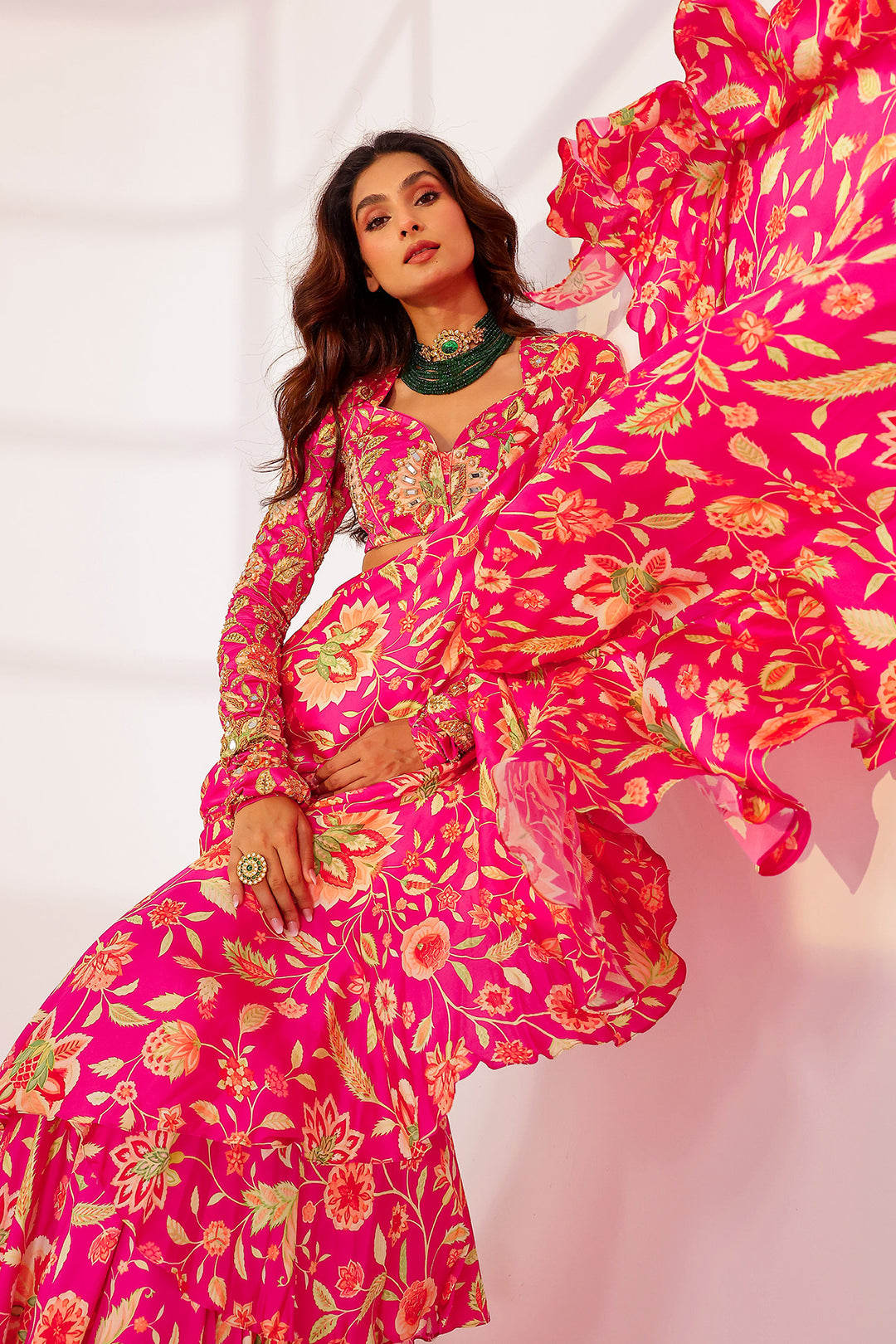 Clara Ruffle Saree Set