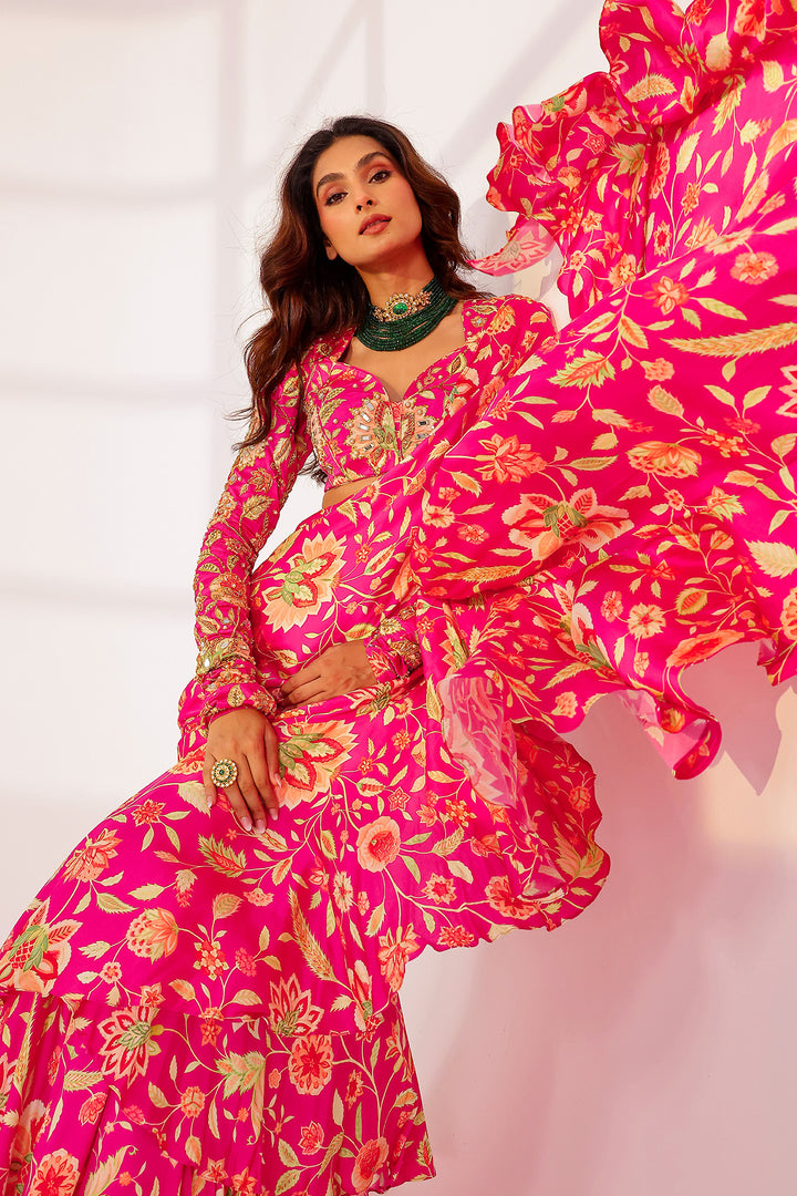 Clara Ruffle Saree Set