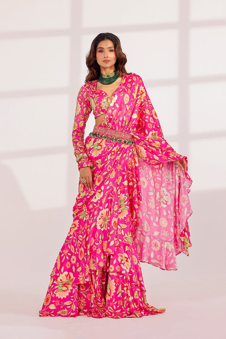 Clara Ruffle Saree Set