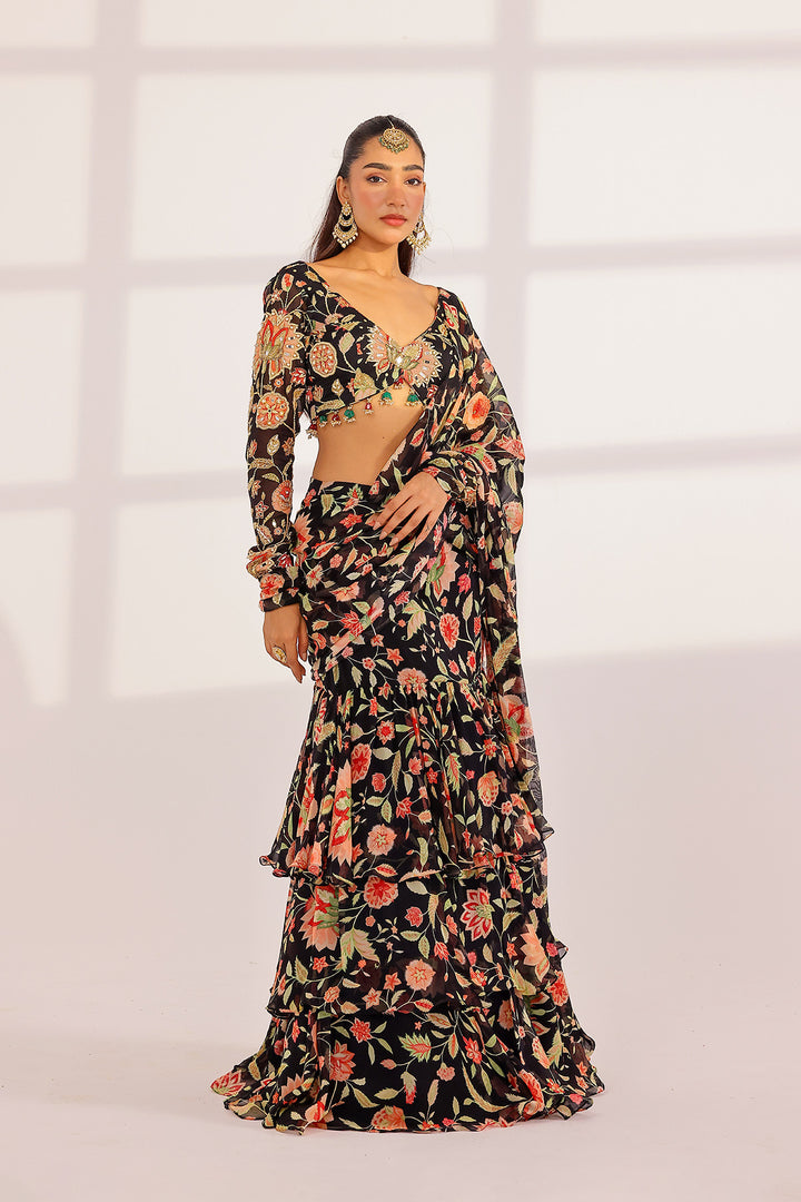 Eliana Tiered Saree Set