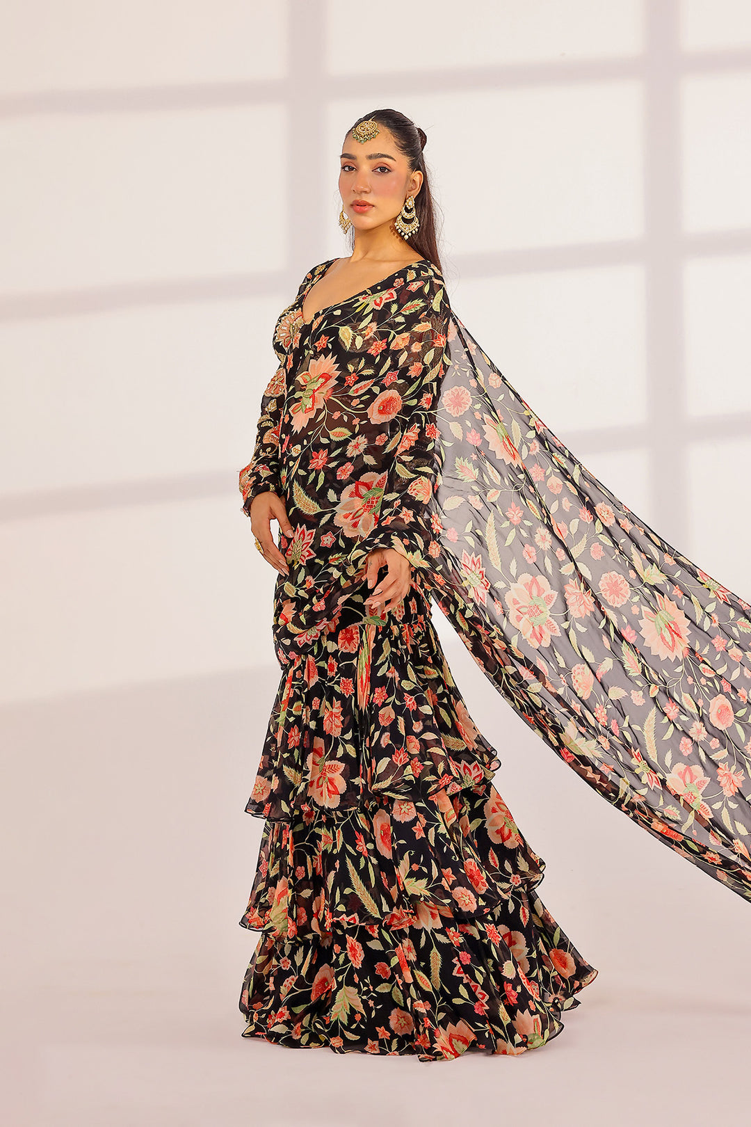 Eliana Tiered Saree Set