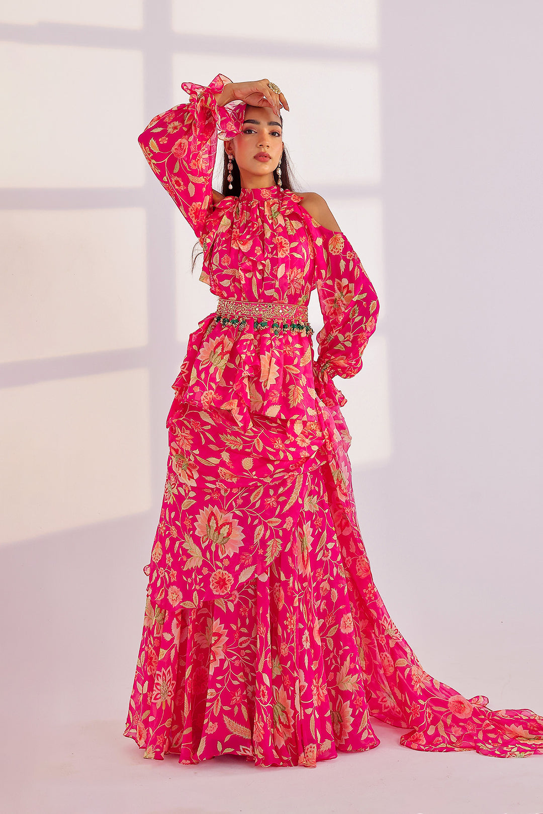 Rhea Ruffle Dress Saree Set