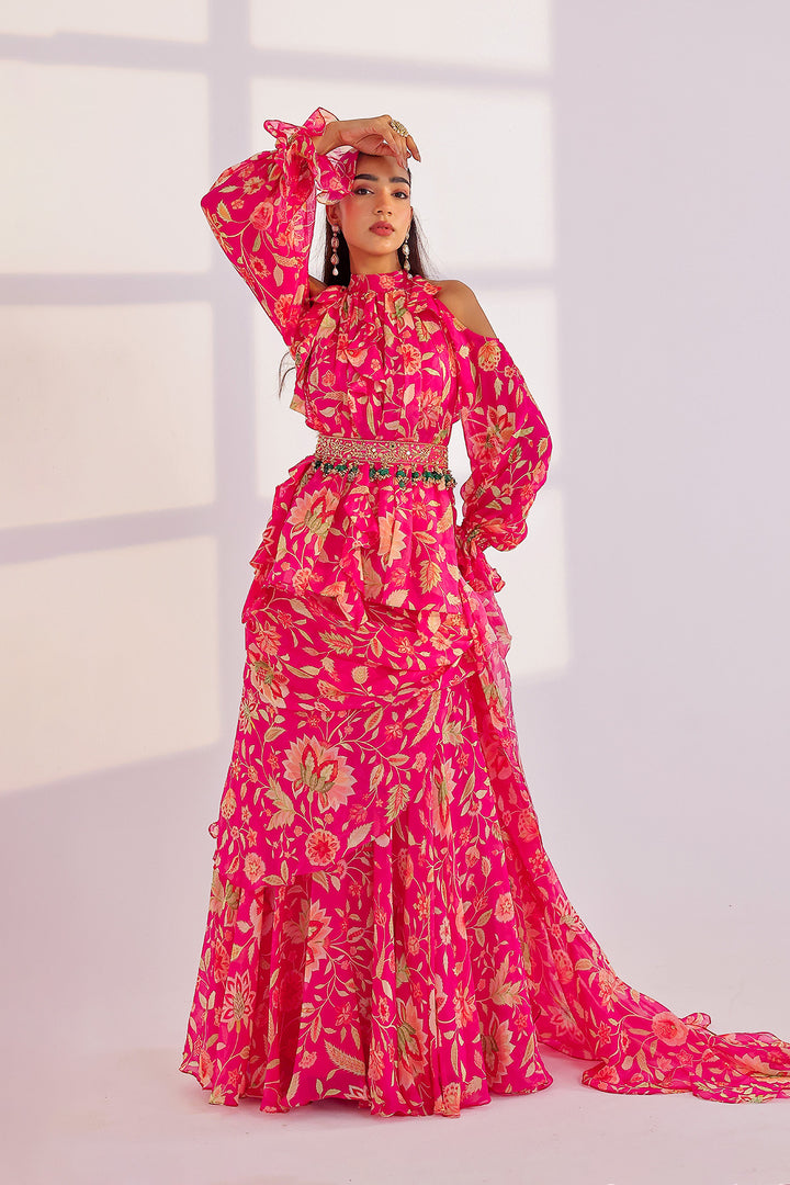 Rhea Ruffle Dress Saree Set
