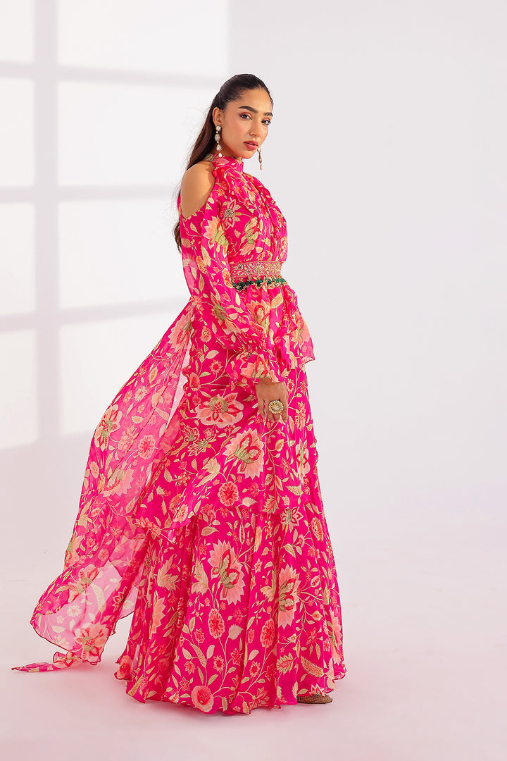 Rhea Ruffle Dress Saree Set