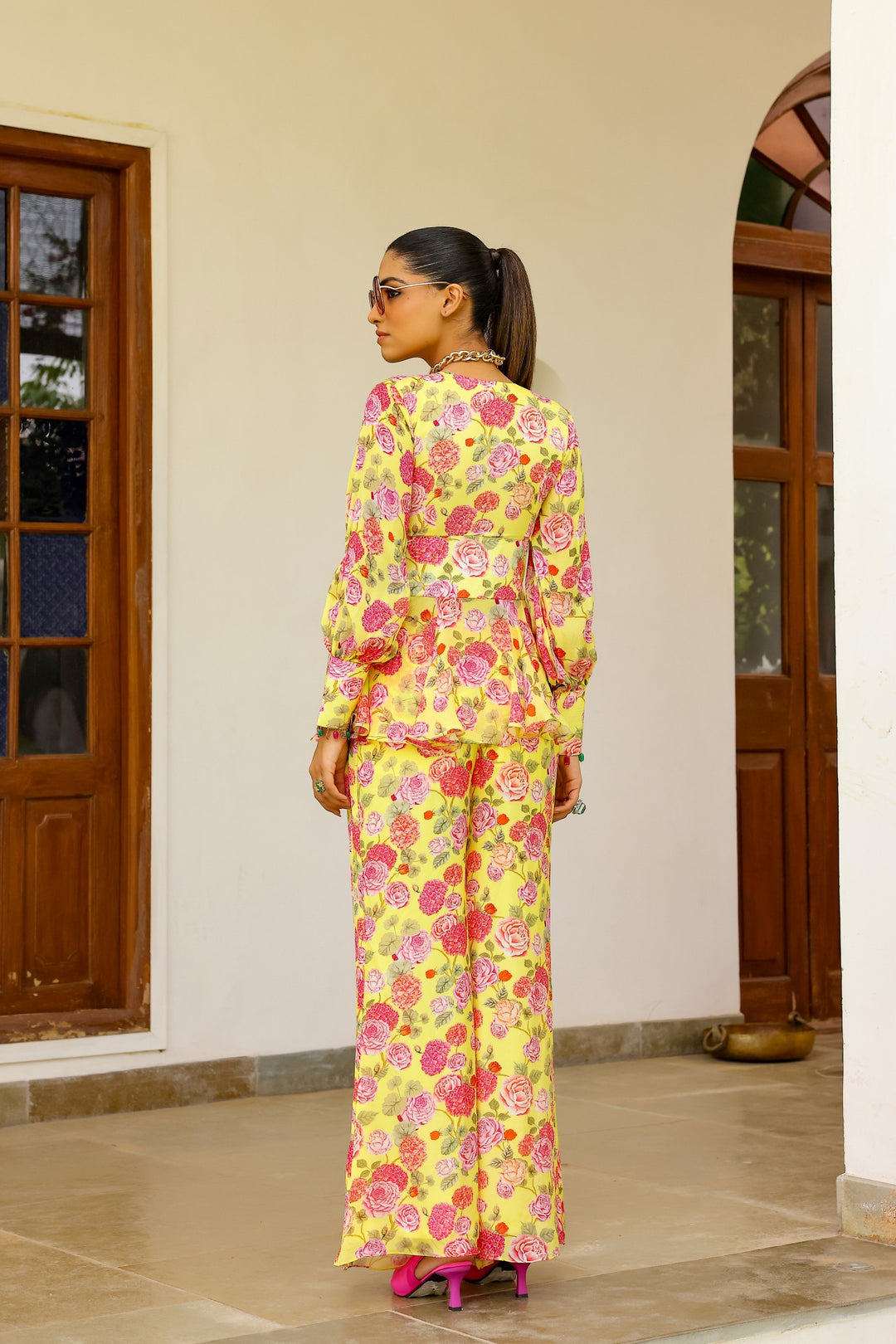 Yellow Rose Peplum Trouser Set