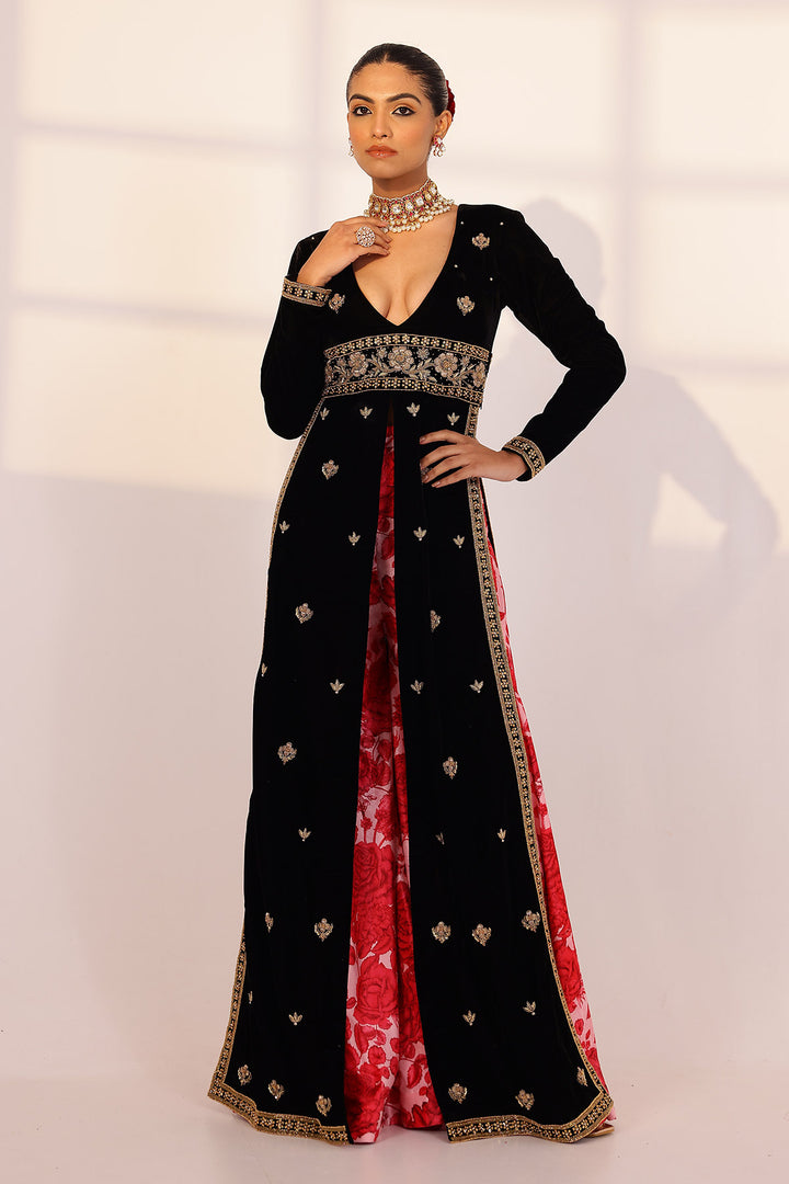 Black long kurta & sharara set