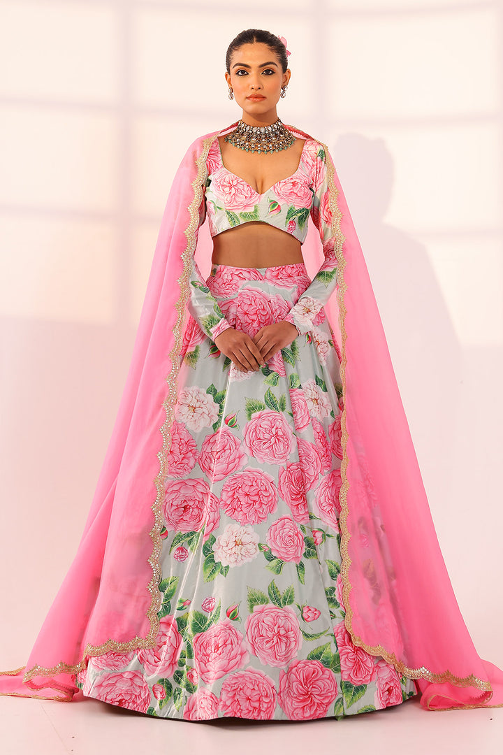 Mint green lehenga set (organza dupatta)