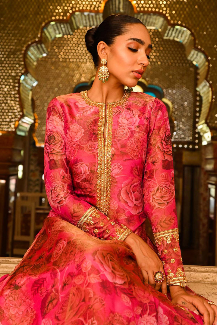 Rani Pink Kurta Lehenga Set