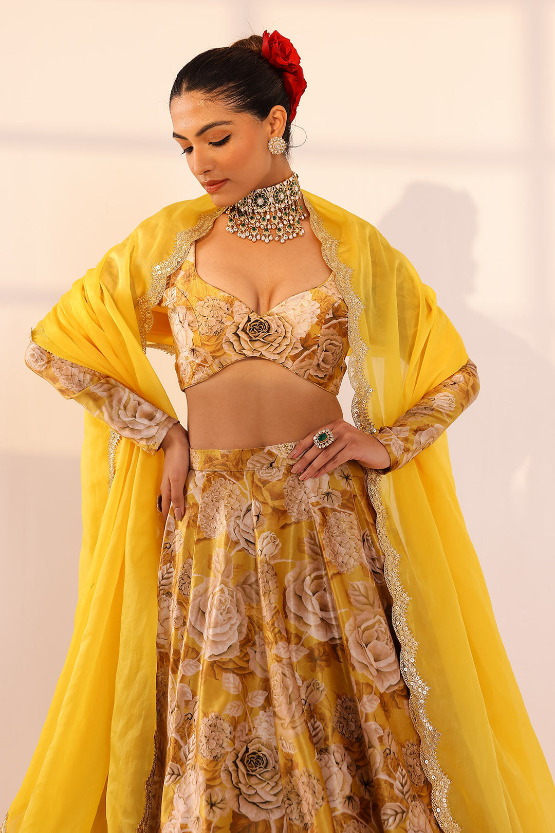 Gold lehenga set (organza dupatta)