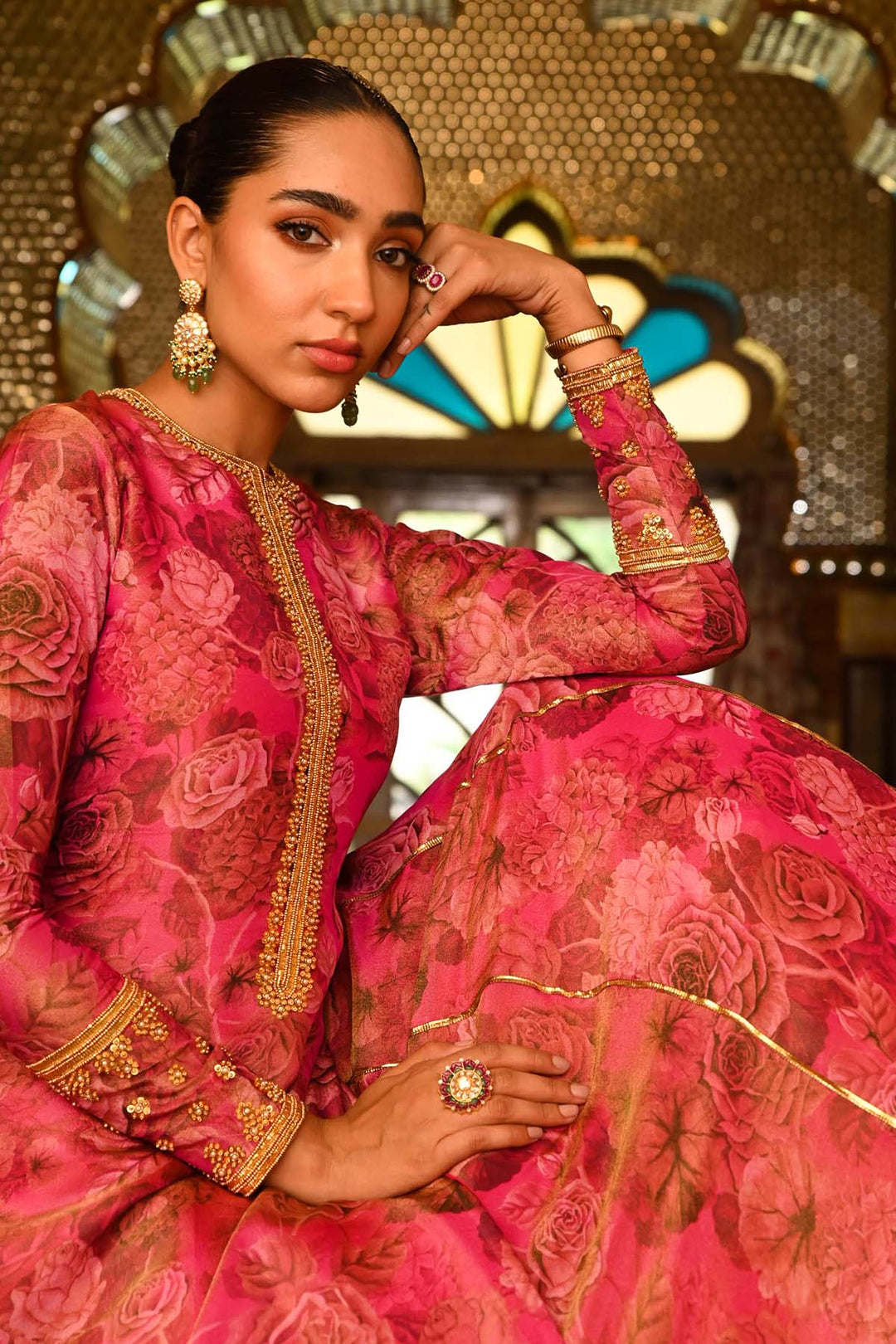 Rani Pink Kurta Lehenga Set