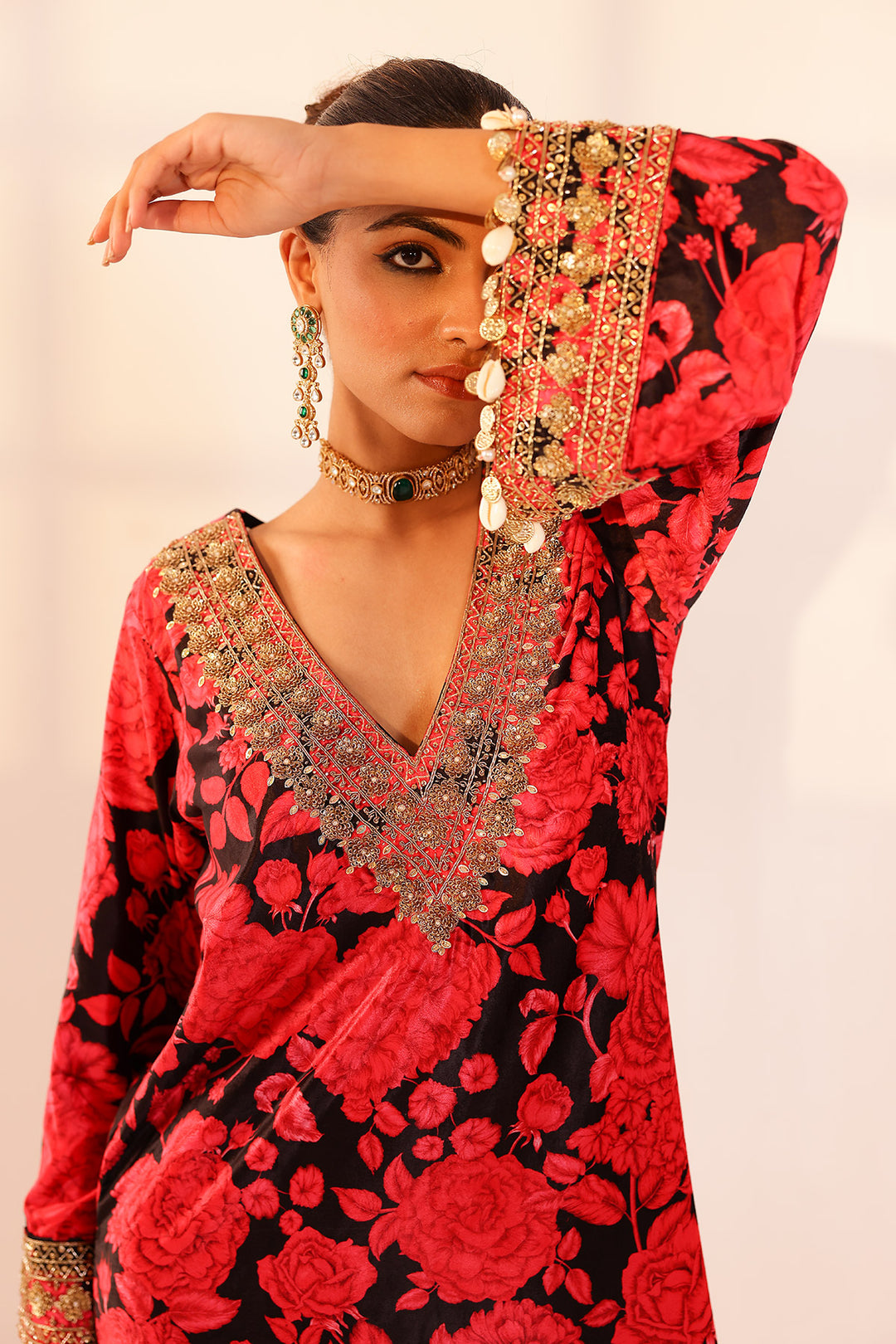 Red & black kaftan dress