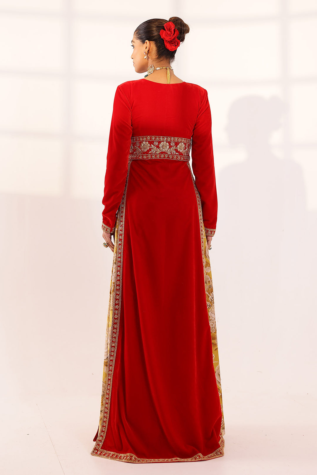 Red long kurta & sharara set