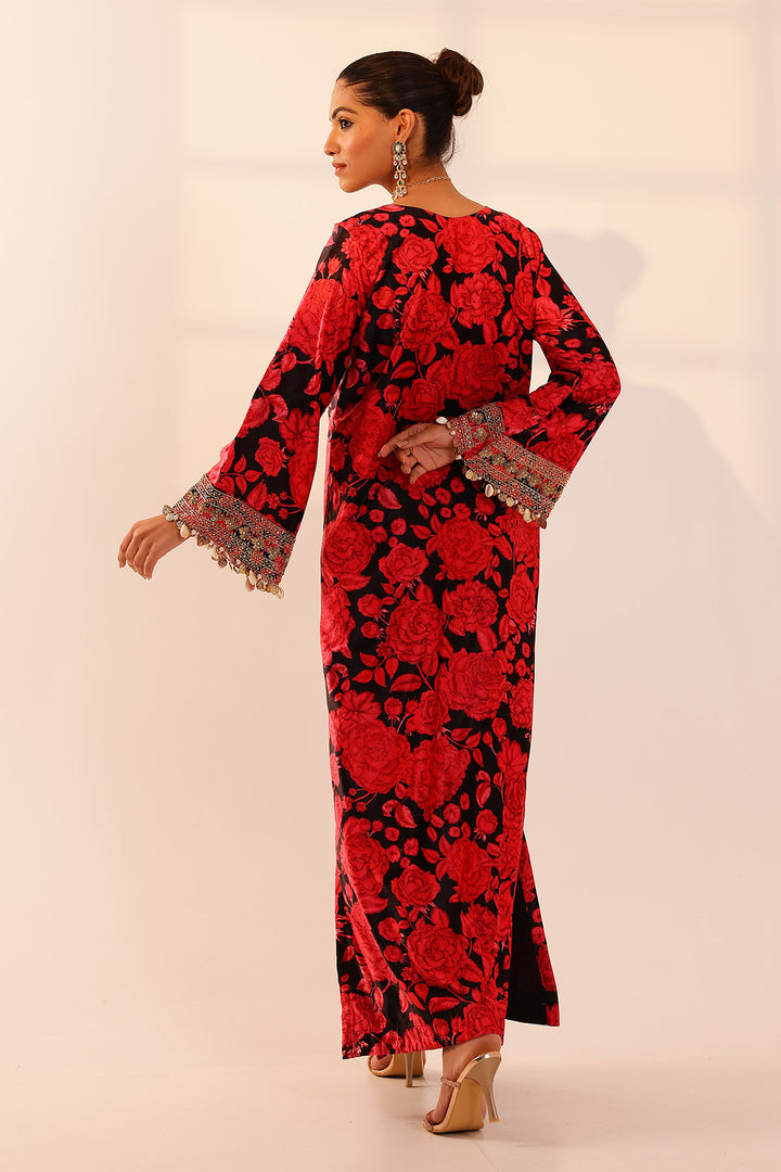 Red & black kaftan dress