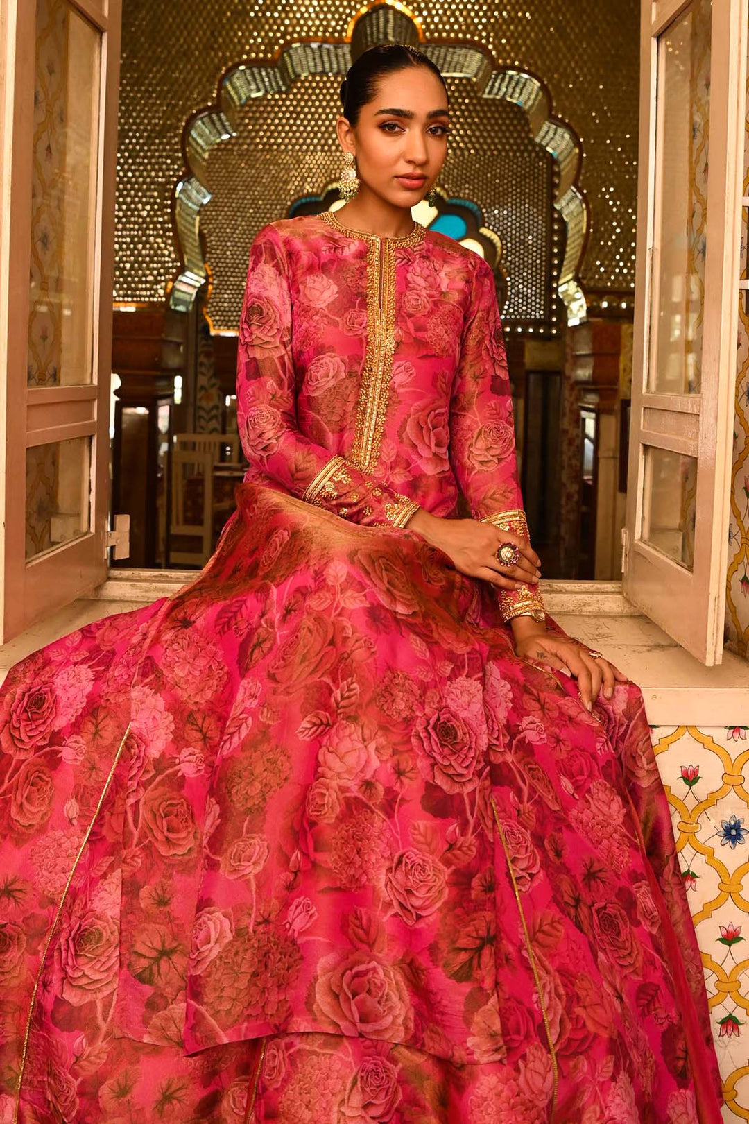 Rani Pink Kurta Lehenga Set