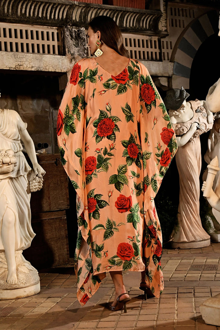 Peach Silk Kaftan Dress