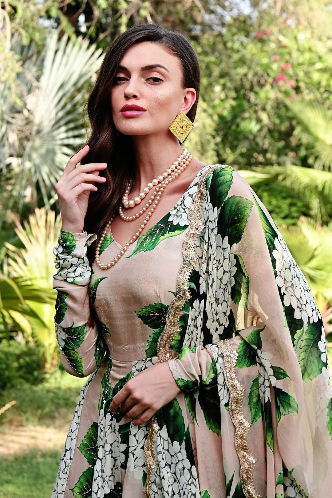 Nude Hydrangeas Anarkali