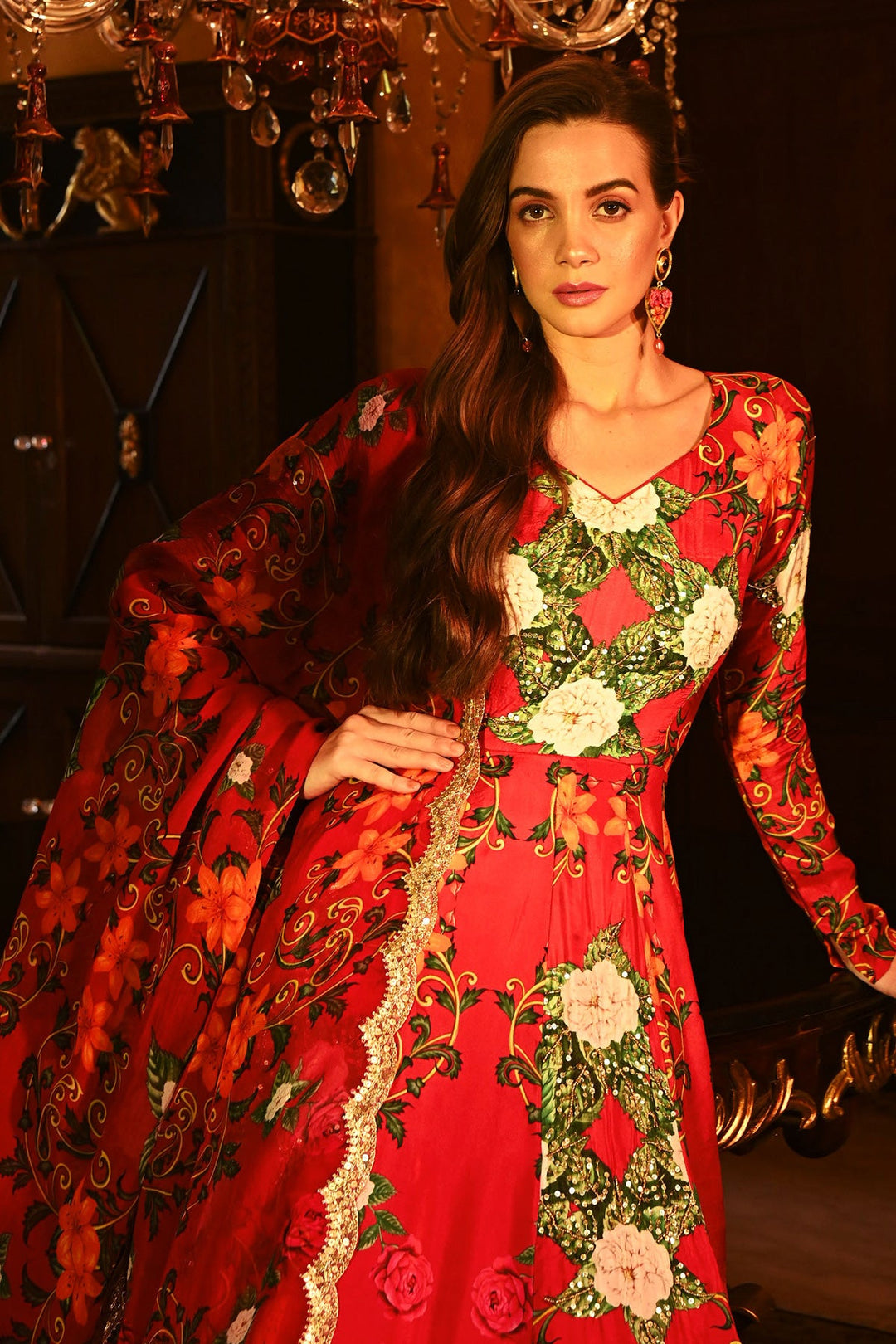 Red Silk Anarkali