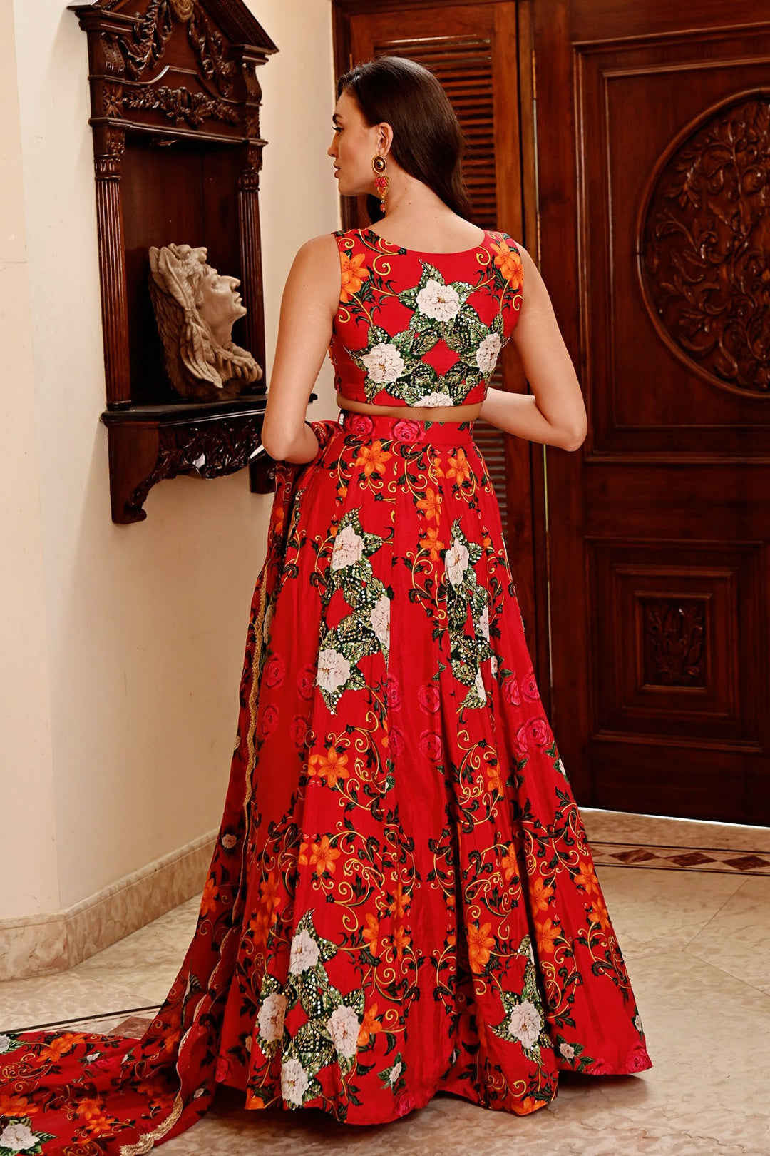 Red Silk Lehenga Set