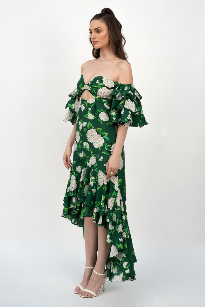 Green Offshoulder Dress