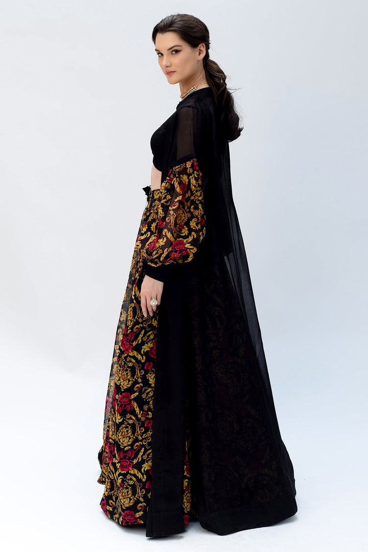 Black Gold Jacket & Lehenga Set