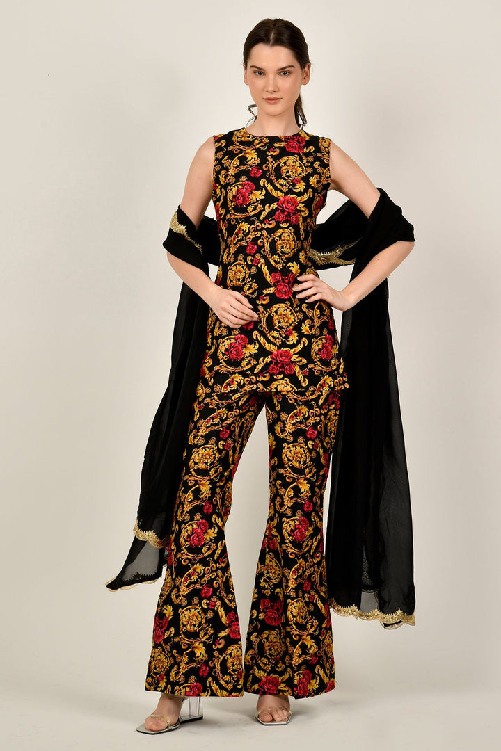 Black Gold Kameez Trouser Set