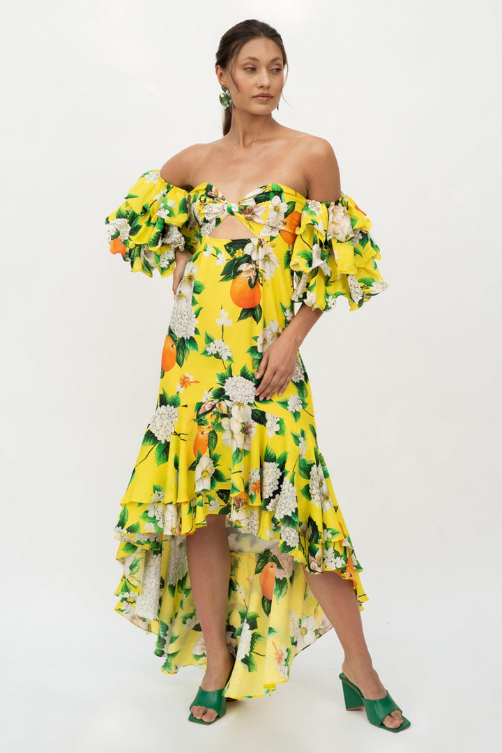 Lemon Yellow Offshoulder Dress