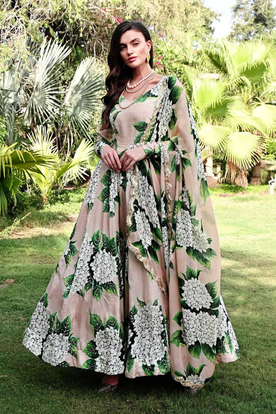 Nude Hydrangeas Anarkali