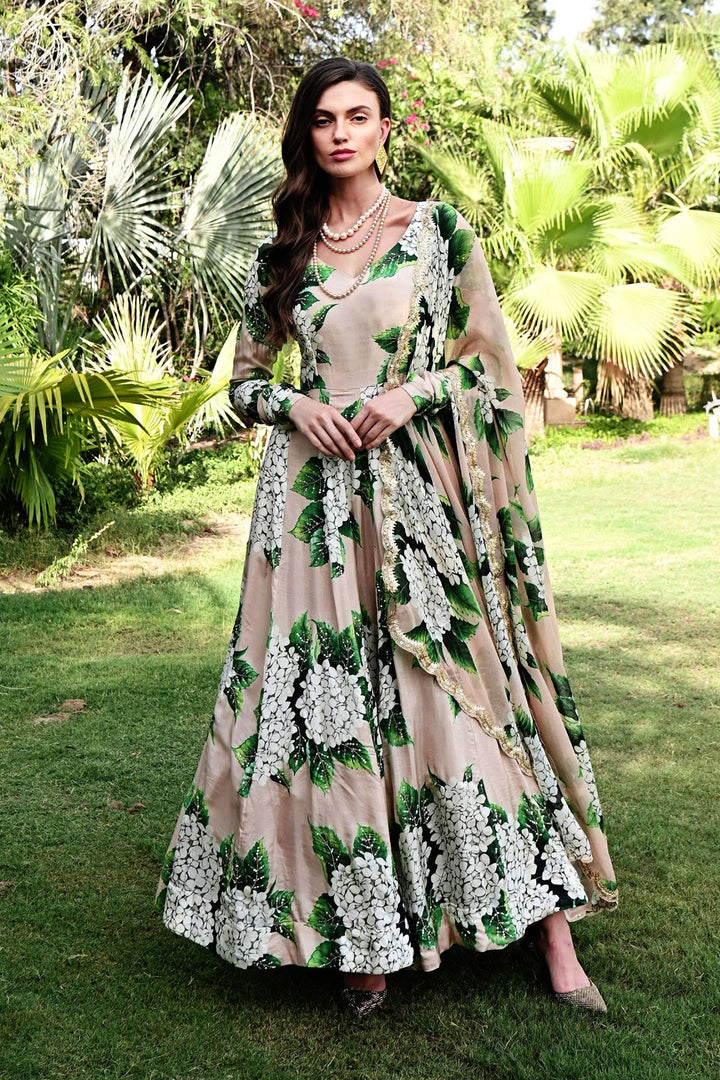 Nude Hydrangeas Anarkali