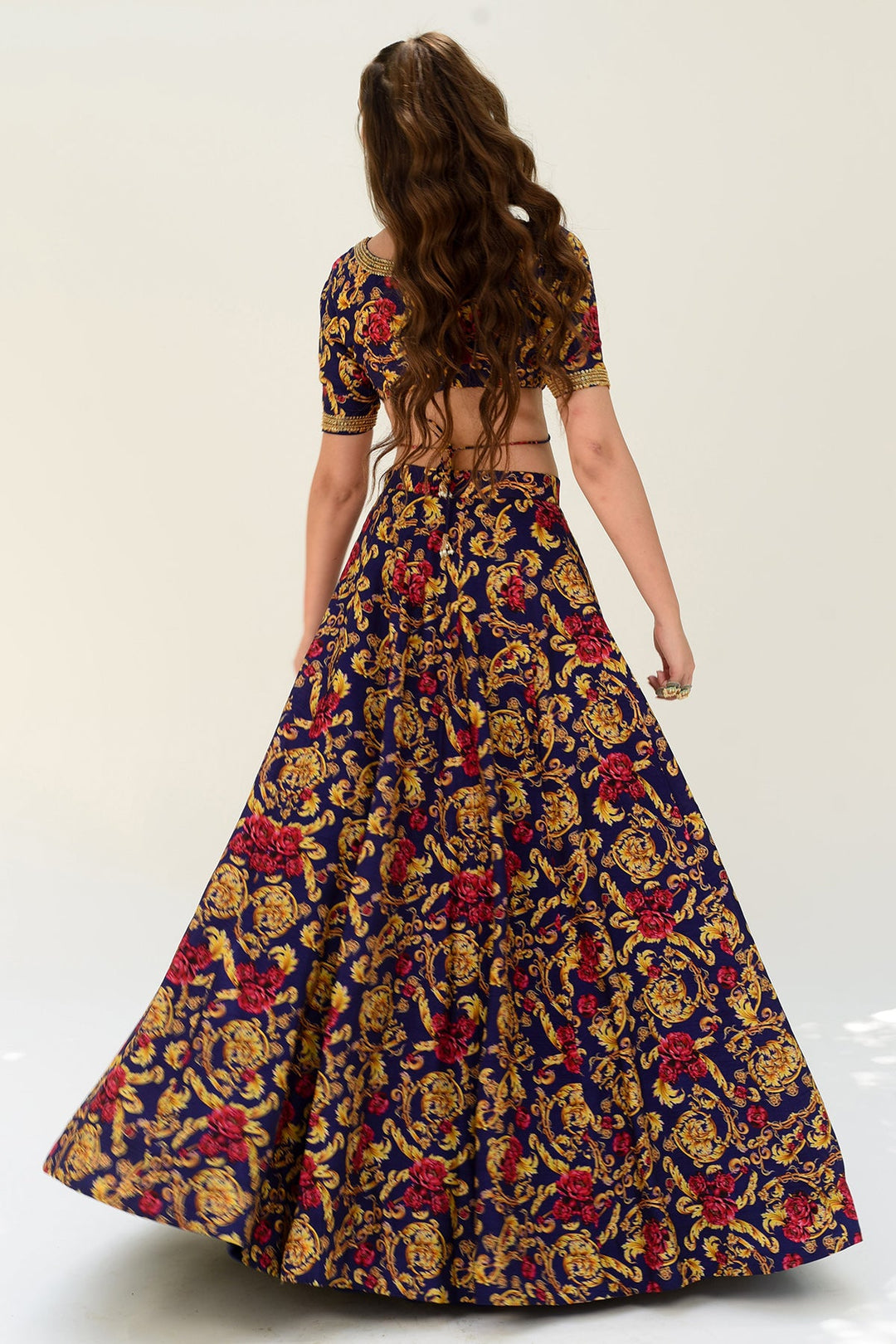 Blue Gold Lehenga Set